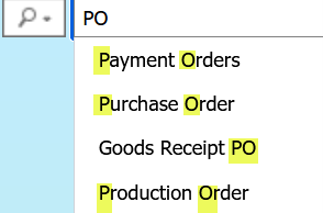 Menu Sap B1 Cloud V5